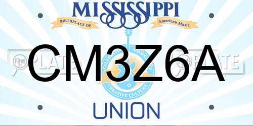 CM3Z6A Mississippi License Plate
