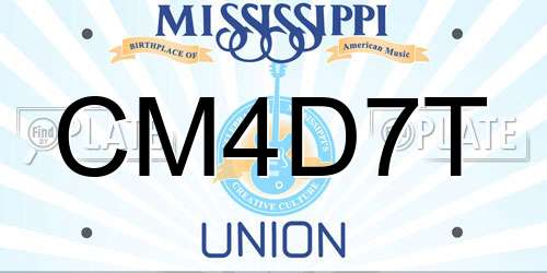 CM4D7T Mississippi License Plate