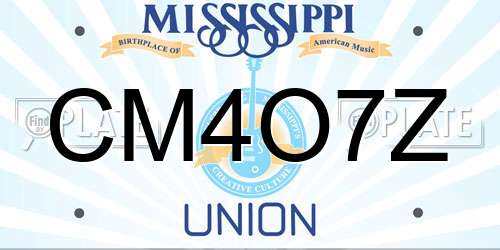 CM4O7Z Mississippi License Plate