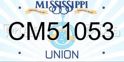 CM51053 Mississippi License Plate