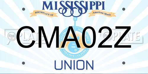 CMA02Z Mississippi License Plate