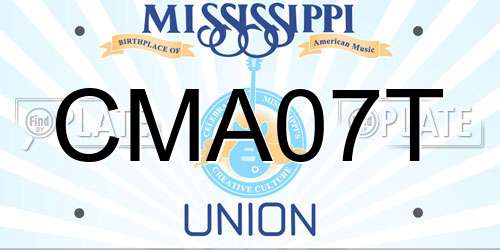 CMA07T Mississippi License Plate