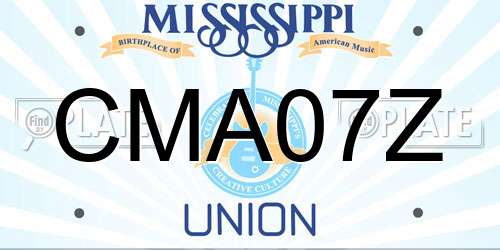 CMA07Z Mississippi License Plate