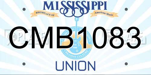 CMB1083 Mississippi License Plate