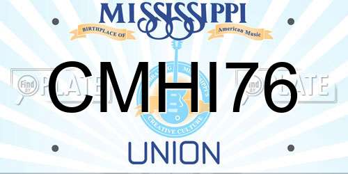 CMHI76 Mississippi License Plate
