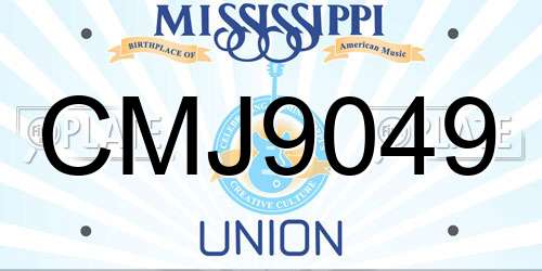 CMJ9049 Mississippi License Plate