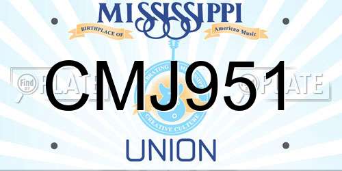 CMJ951 Mississippi License Plate