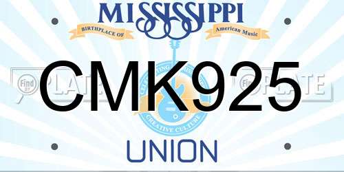 CMK925 Mississippi License Plate