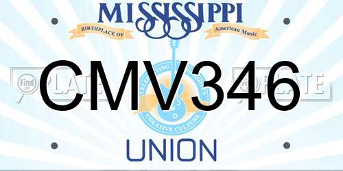 CMV346 Mississippi License Plate