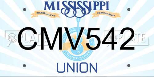 CMV542 Mississippi License Plate