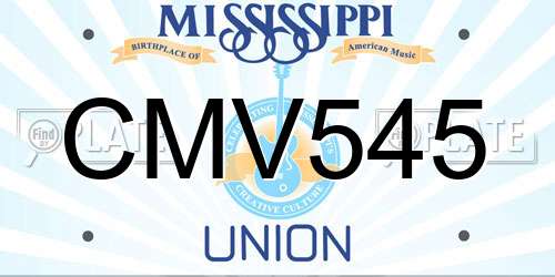 CMV545 Mississippi License Plate