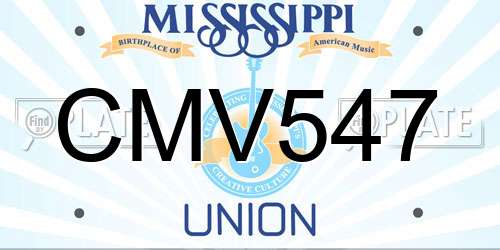 CMV547 Mississippi License Plate
