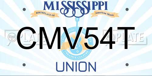 CMV54T Mississippi License Plate