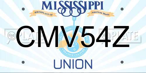 CMV54Z Mississippi License Plate