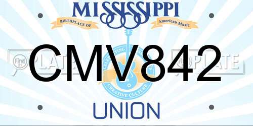 CMV842 Mississippi License Plate