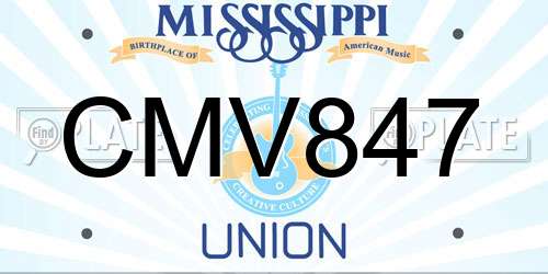 CMV847 Mississippi License Plate
