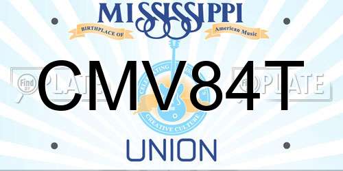 CMV84T Mississippi License Plate