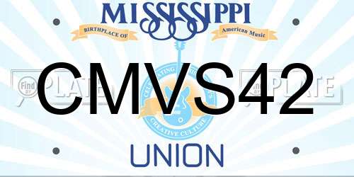 CMVS42 Mississippi License Plate