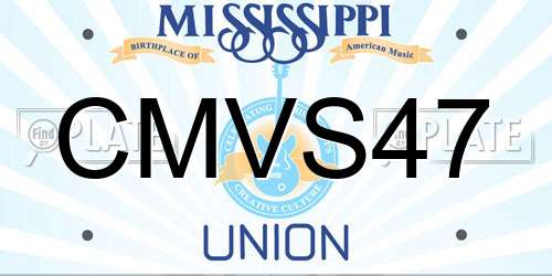 CMVS47 Mississippi License Plate