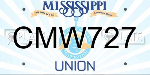 CMW727 Mississippi License Plate
