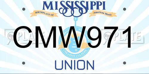 CMW971 Mississippi License Plate