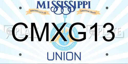 CMXG13 Mississippi License Plate