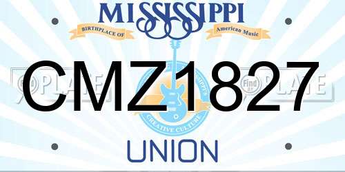 CMZ1827 Mississippi License Plate