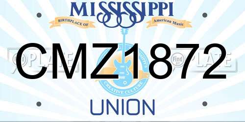 CMZ1872 Mississippi License Plate