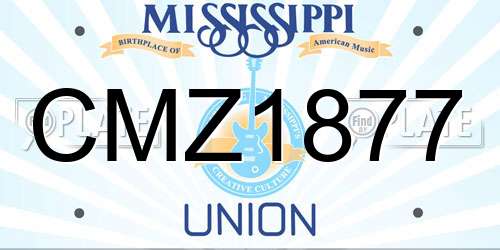 CMZ1877 Mississippi License Plate