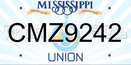 CMZ9242 Mississippi License Plate
