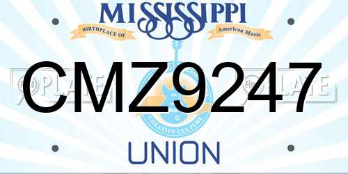 CMZ9247 Mississippi License Plate