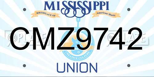 CMZ9742 Mississippi License Plate