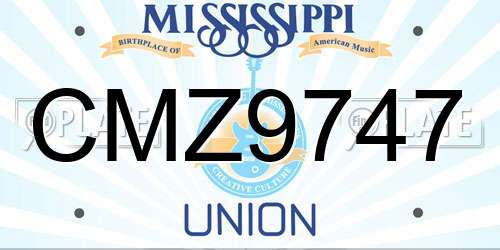 CMZ9747 Mississippi License Plate