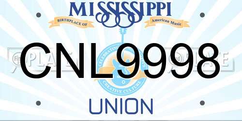 CNL9998 Mississippi License Plate