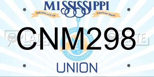 CNM298 Mississippi License Plate