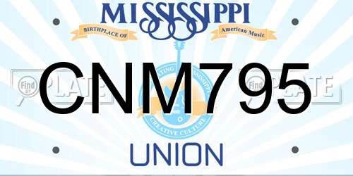 CNM795 Mississippi License Plate