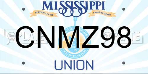 CNMZ98 Mississippi License Plate