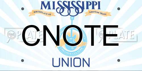 CNOTE Mississippi License Plate