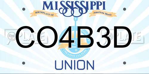 CO4B3D Mississippi License Plate
