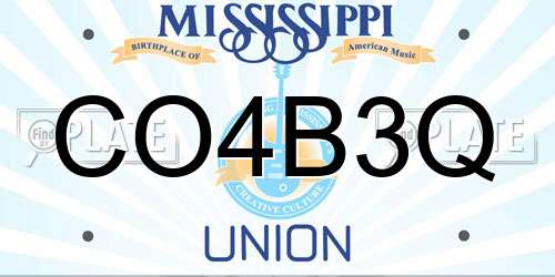 CO4B3Q Mississippi License Plate