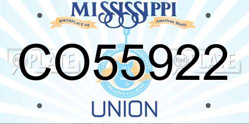 CO55922 Mississippi License Plate