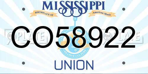 CO58922 Mississippi License Plate