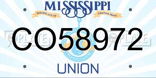 CO58972 Mississippi License Plate