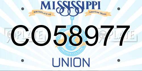 CO58977 Mississippi License Plate