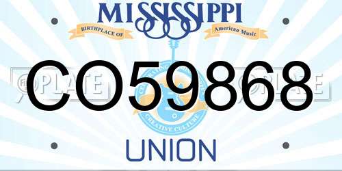 CO59868 Mississippi License Plate