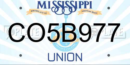 CO5B977 Mississippi License Plate