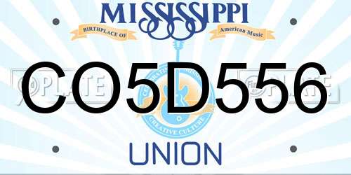 CO5D556 Mississippi License Plate