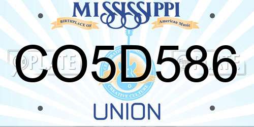 CO5D586 Mississippi License Plate
