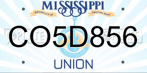 CO5D856 Mississippi License Plate