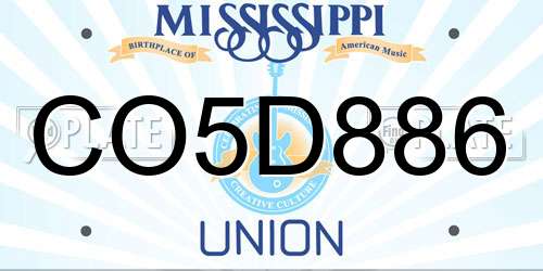 CO5D886 Mississippi License Plate